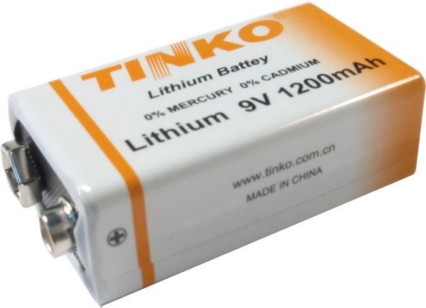 Baterie TINKO 9V ER9 (CR9V) 1200mAh lithiov, skladovatelnost 10let