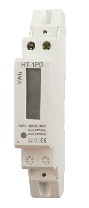 Elektromr na DIN litu jednofzov digitln 1F mi spoteby wattmetr Htermann HT-1PD